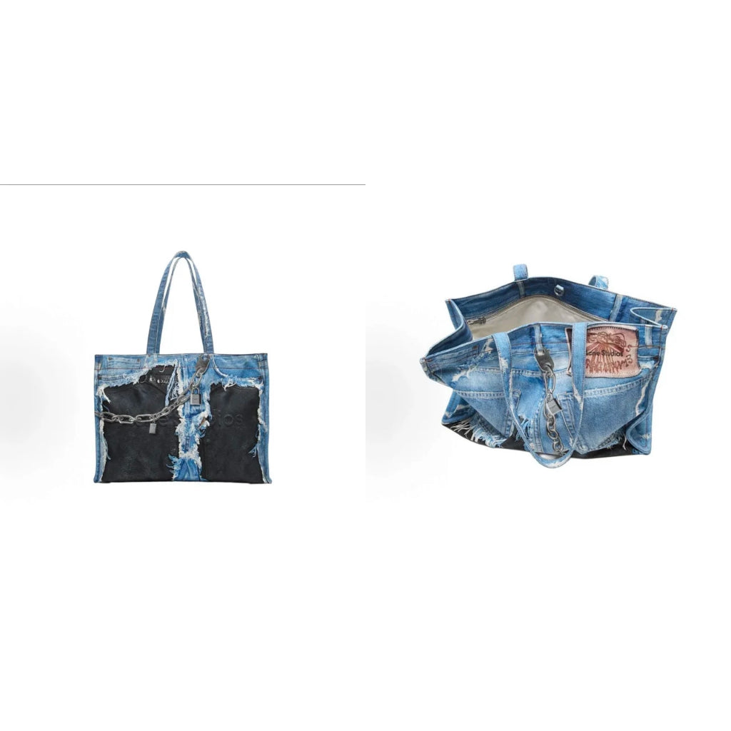 Logo Shoulder Tote Bag - trompe-l'oeil denim print - Acne Studios [ALL COLORS INSIDE]