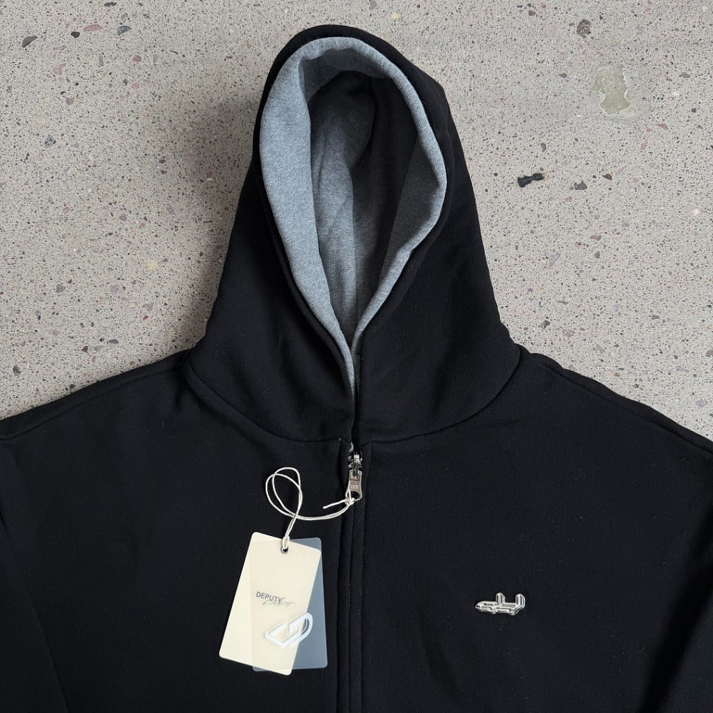 Deputy Departement - EVERYDAY 1000 GSM ZIP REVERSIBLE HOODIE (EVERYDAY 1000 GSM ZIP (DARK MELANGE/BLACK)