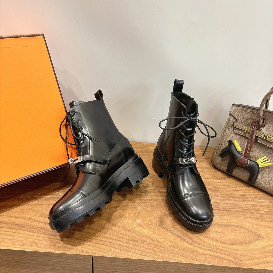 Hermes Funk Ankle Boot - Noir Calfskin Leather