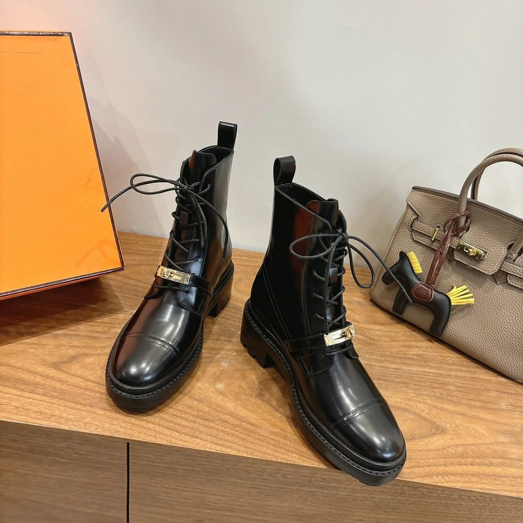 Hermes Funk Ankle Boot - Noir Calfskin Leather