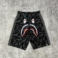 A Bathing Ape x Adidas Originals Camo Jacquard Shark Denim Jorts 'Black'