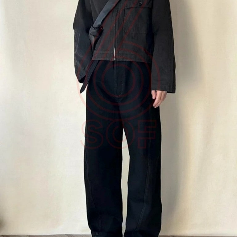 Le'maire Twisted Belted Pants Heavy Denim Black
