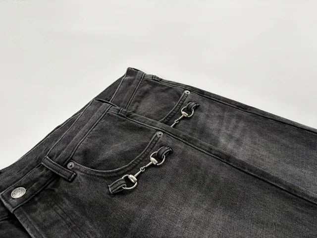Gucci by Demna Horsebit Jeans - Washed Grey