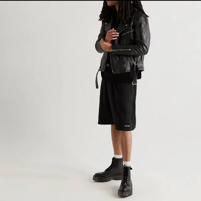 CELINE SS22 Black Double-Sided Knit Casual Shorts