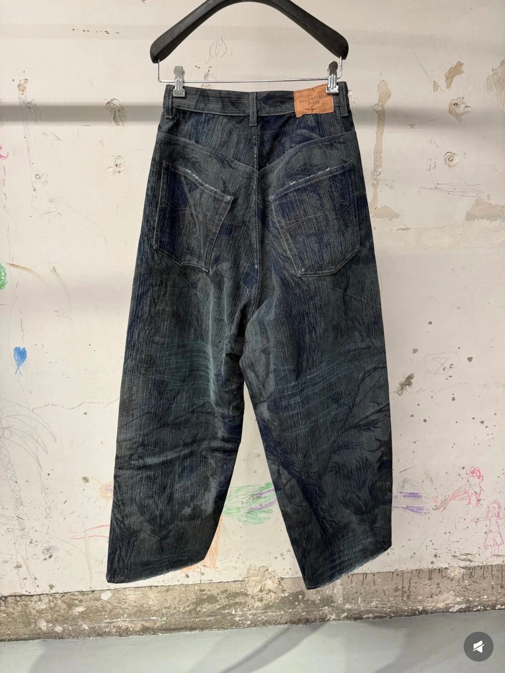 BALENCIAGA Wide-Leg Distressed Camouflage-Print Jeans